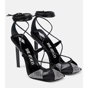 Attico Adele Embellished Open Toe Sandals - It40 Us 10 Silver/Black
